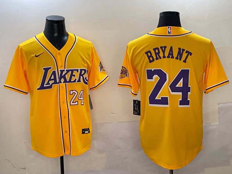Men Los Angeles Lakers #24 Bryant Yellow Joint Name Nike 2025 NBA Jersey style 12->->NBA Jersey